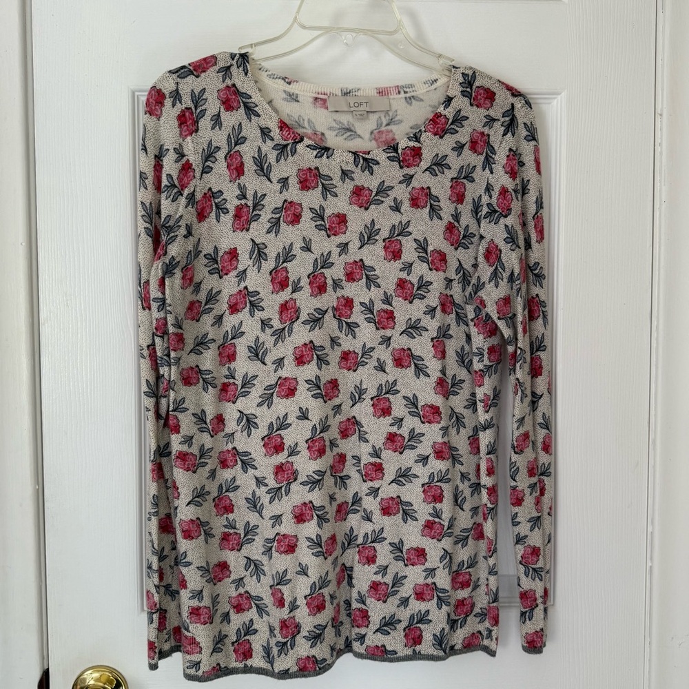 LOFT Floral Wool Sweater
